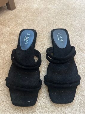 SIMMI London Black Suede Double-Rope Slide Mules